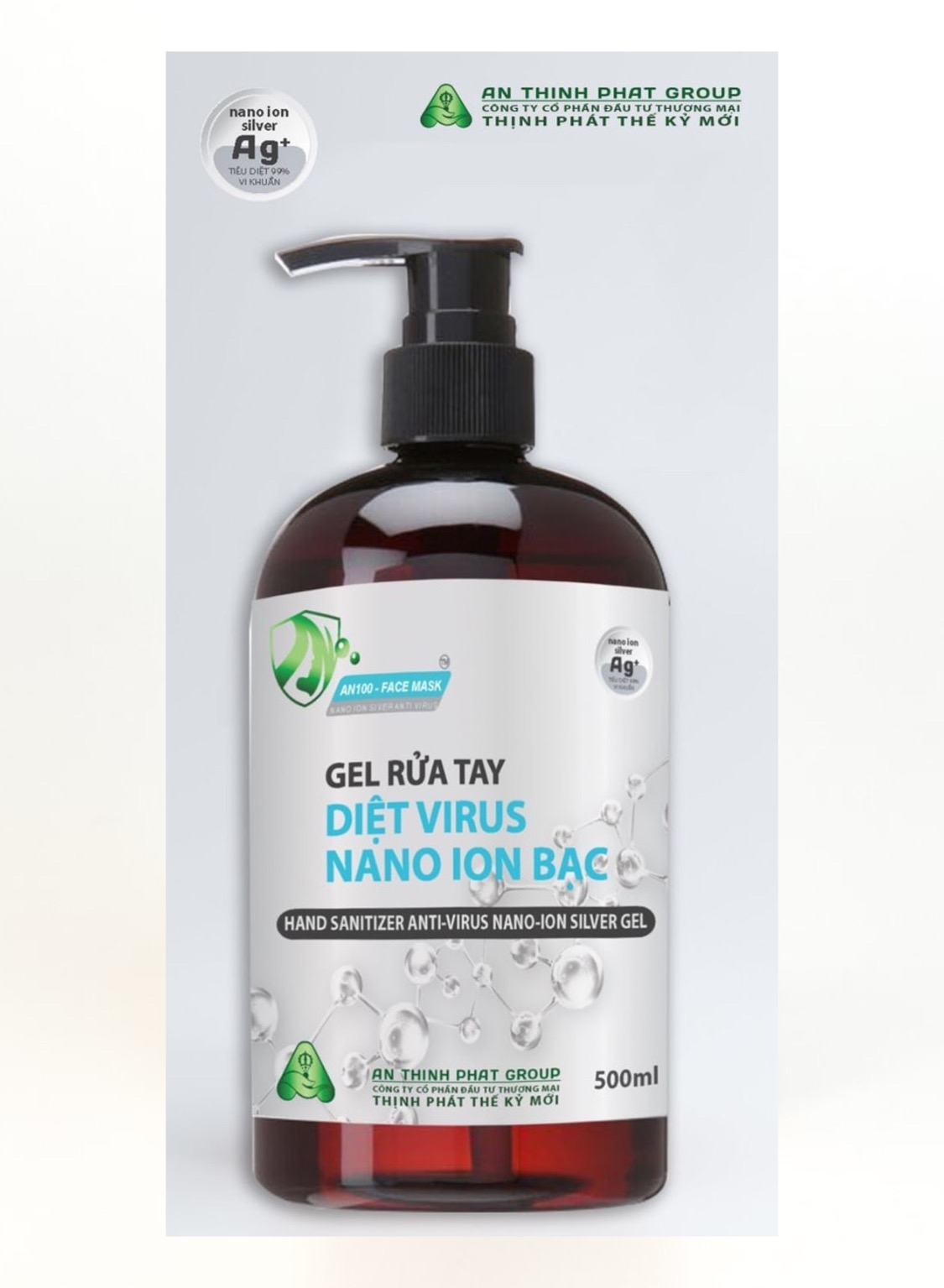 Gel rửa tay diệt virus NANO ION BẠC (500ml/1chai)